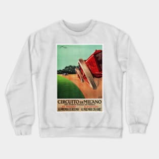 Italian Race Car Circuito Di Milano Advertisement Aldo MAzza Vintage Car Crewneck Sweatshirt